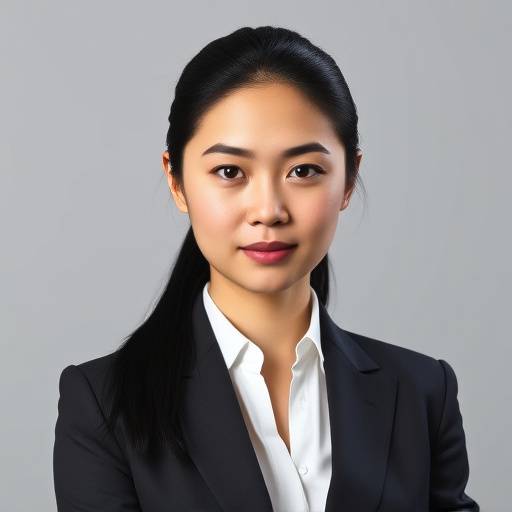 Headshot of Isabelle Chen, a woman with black hair pulled back and a determined expression, wearing a tailored suit.